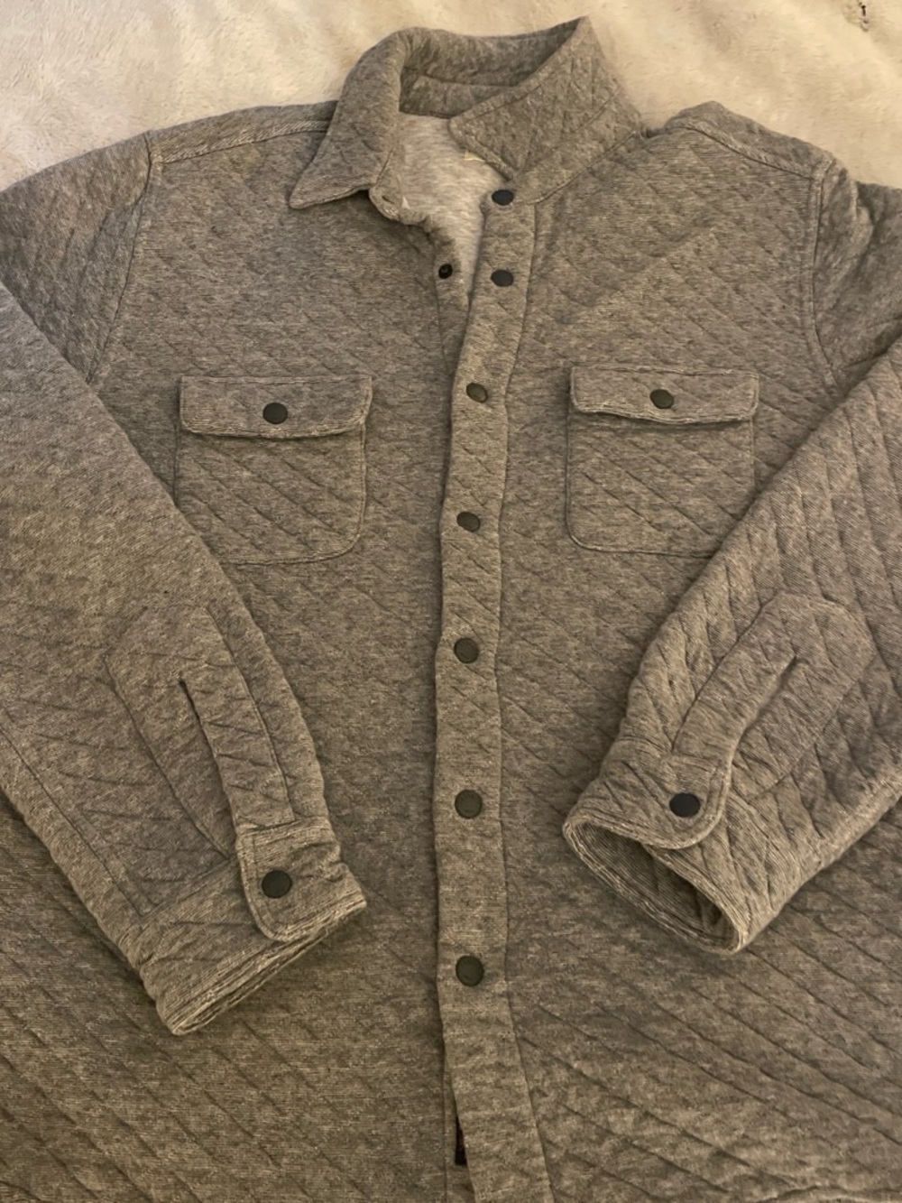 Faherty Quilted Gray Lightweight Shacket